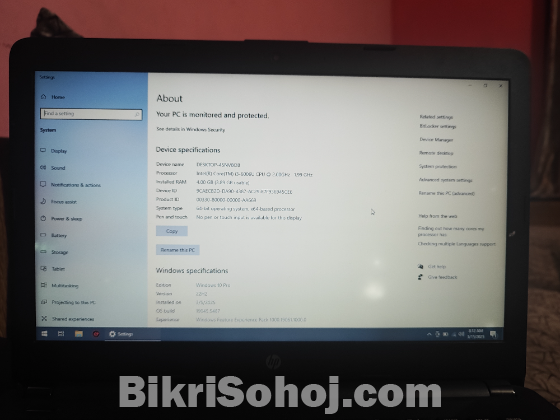 Hp laptop core i3 6th gen, 4gb ddr4 ram, 256gb ssd